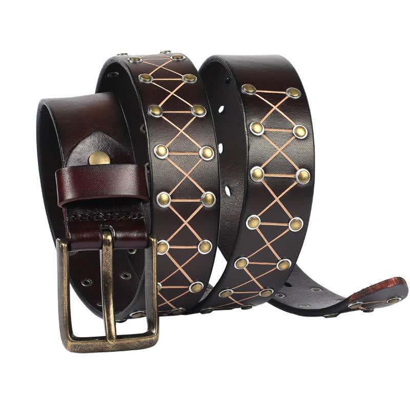 Vintage Leder Punk-Gürtel für Herren mit Nieten - image 1