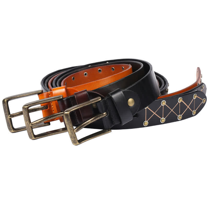 Vintage Leder Punk-Gürtel für Herren mit Nieten - image 2