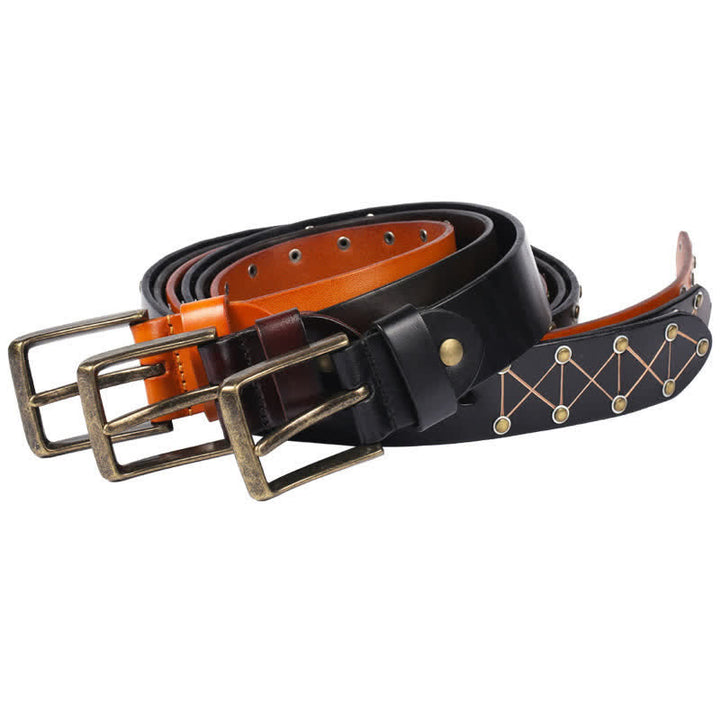 Vintage Leder Punk-Gürtel für Herren mit Nieten - image 2