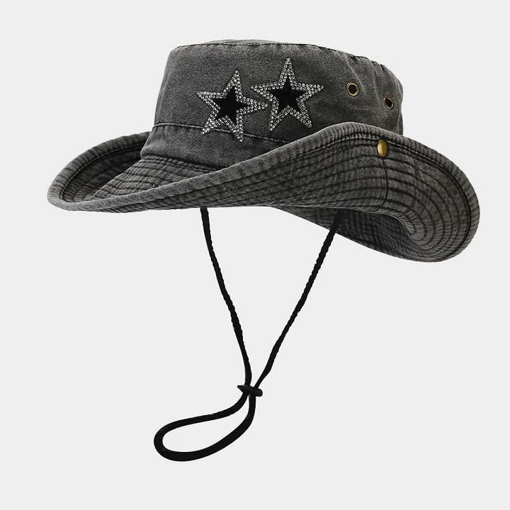 Unisex Strass Sterne Cowboy Eimerhut