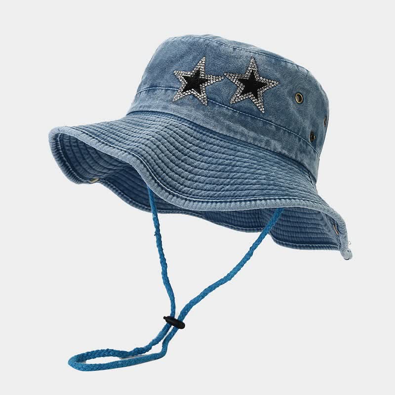 Unisex Strass Sterne Cowboy Eimerhut