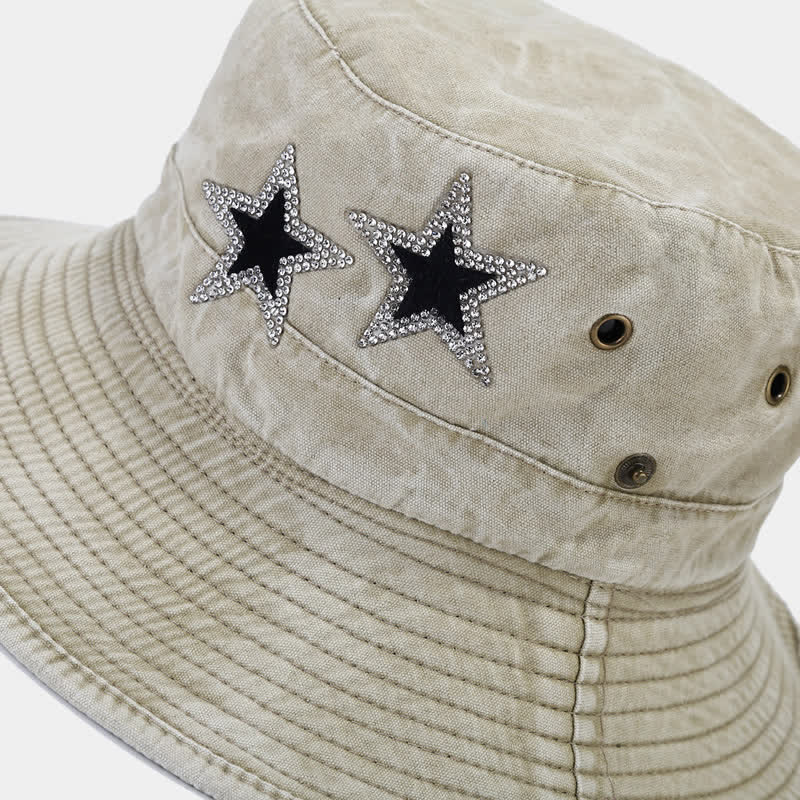 Unisex Strass Sterne Cowboy Eimerhut