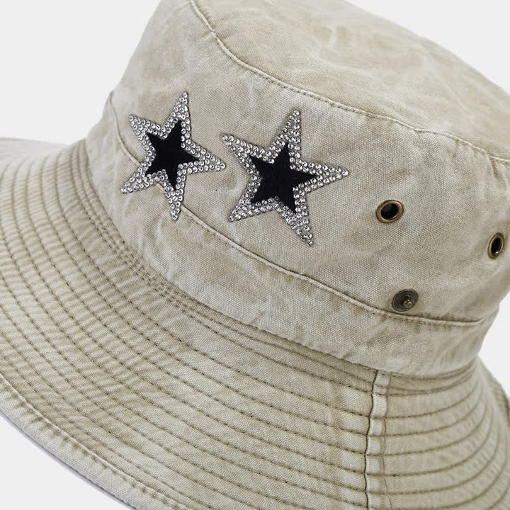 Unisex Strass Sterne Cowboy Eimerhut