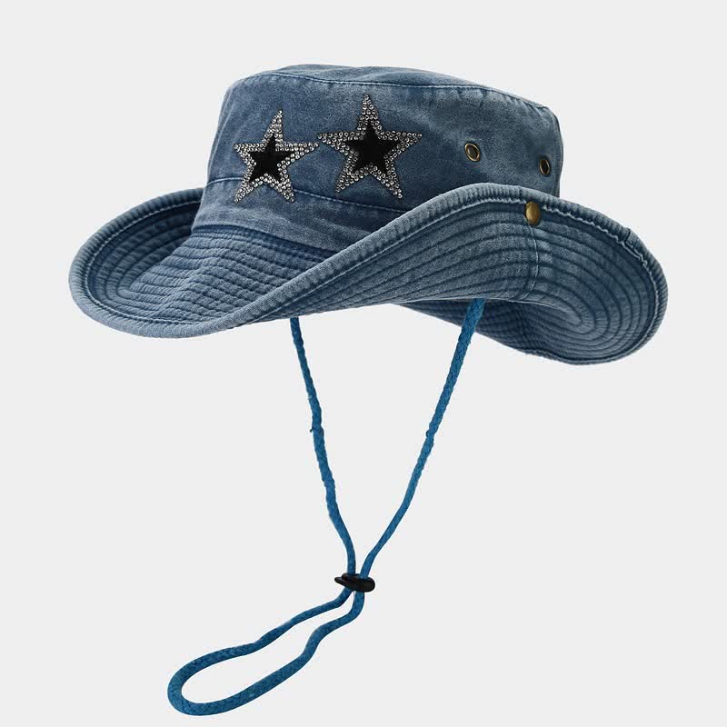 Unisex Strass Sterne Cowboy Eimerhut