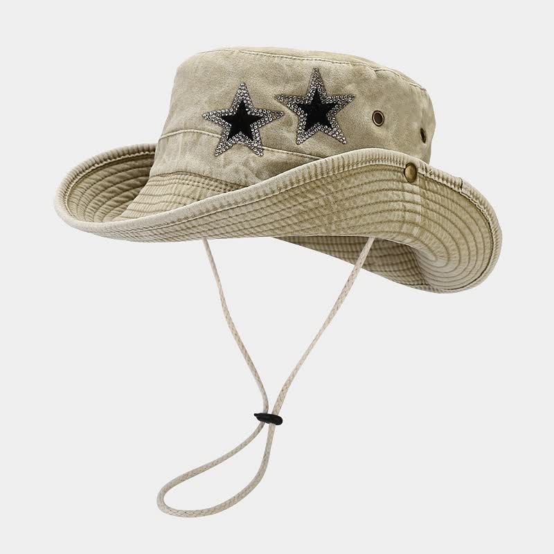 Unisex Strass Sterne Cowboy Eimerhut