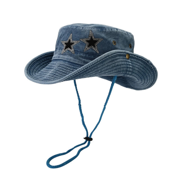 Unisex Strass Sterne Cowboy Eimerhut