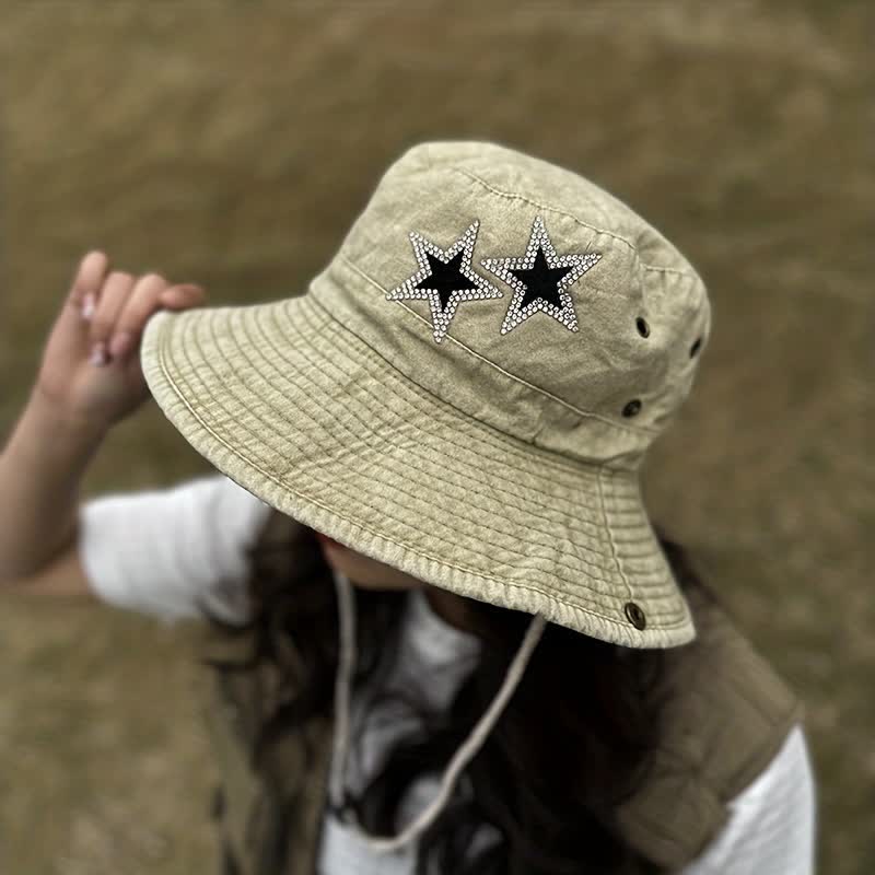 Unisex Strass Sterne Cowboy Eimerhut