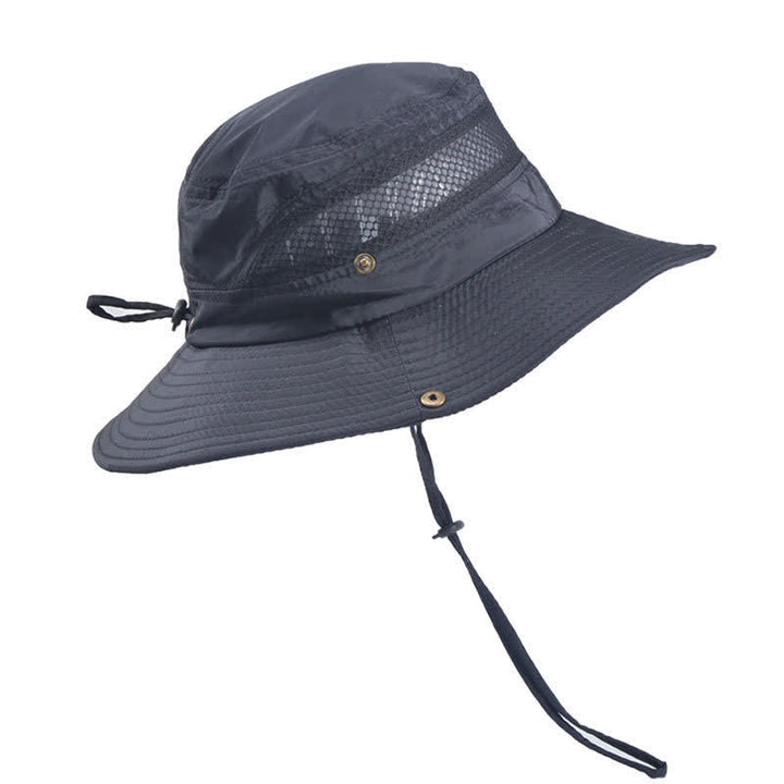 Atmungsaktiver Outdoor-Mesh-Anglerhut für Herren mit großer Krempe