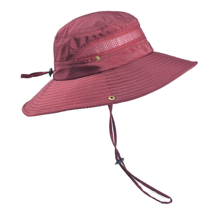 Atmungsaktiver Outdoor-Mesh-Anglerhut für Herren mit großer Krempe