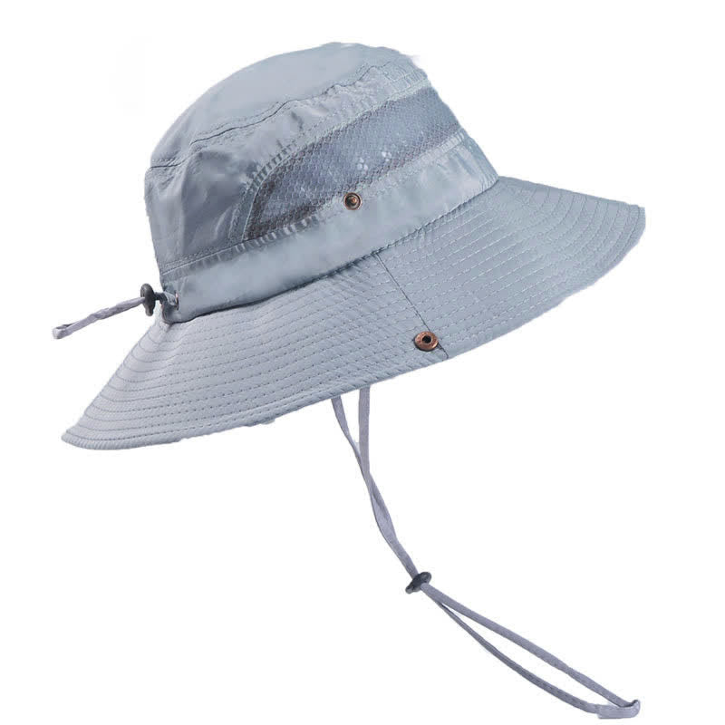 Atmungsaktiver Outdoor-Mesh-Anglerhut für Herren mit großer Krempe