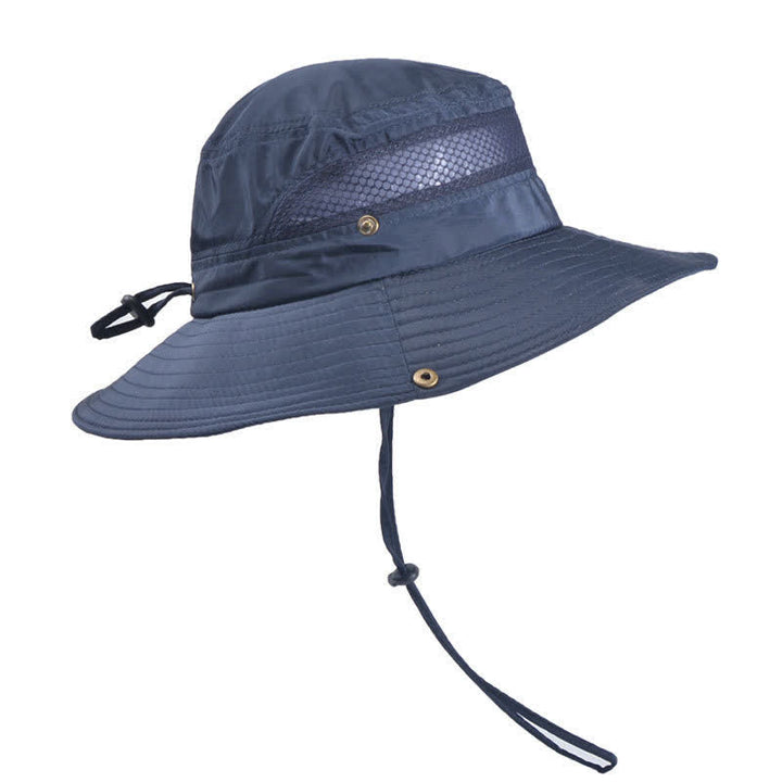 Atmungsaktiver Outdoor-Mesh-Anglerhut für Herren mit großer Krempe