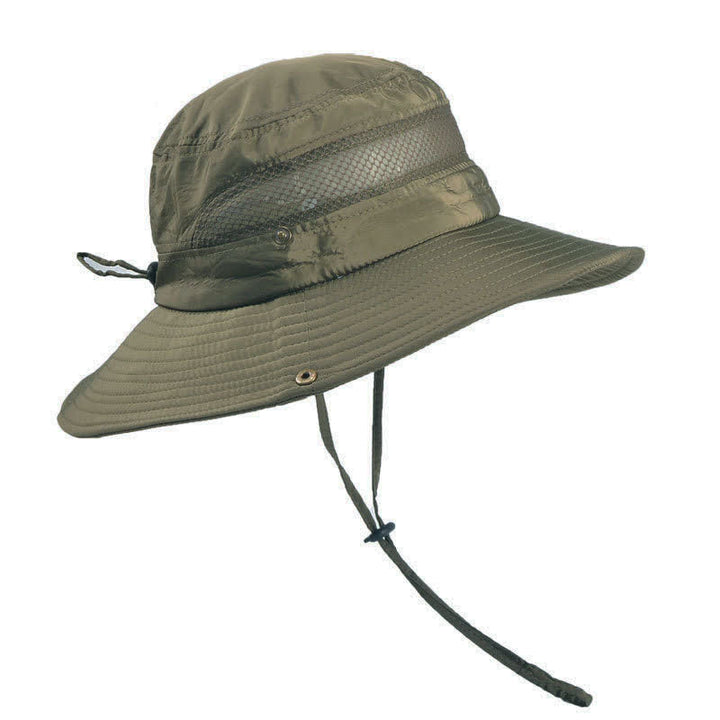 Atmungsaktiver Outdoor-Mesh-Anglerhut für Herren mit großer Krempe