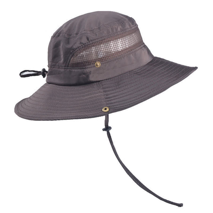 Atmungsaktiver Outdoor-Mesh-Anglerhut für Herren mit großer Krempe