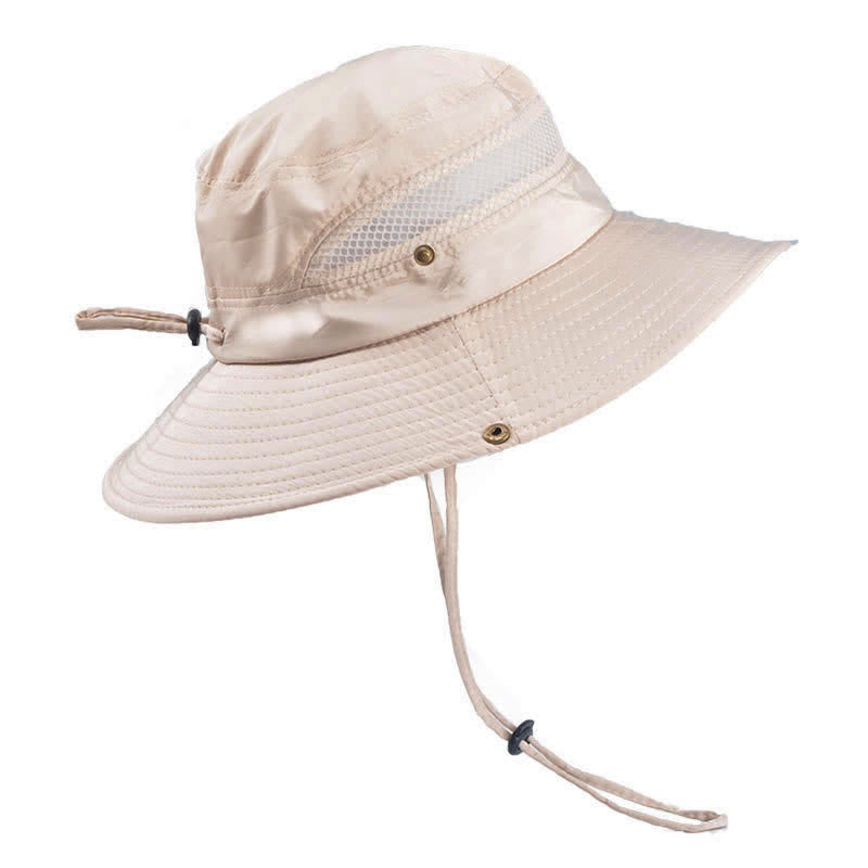 Atmungsaktiver Outdoor-Mesh-Anglerhut für Herren mit großer Krempe