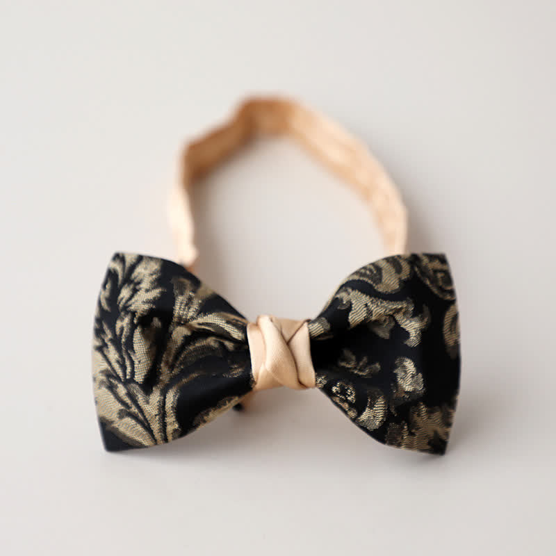 Vintage-Fliege für Männer in antikem Gold und schwarzem Blumenmuster