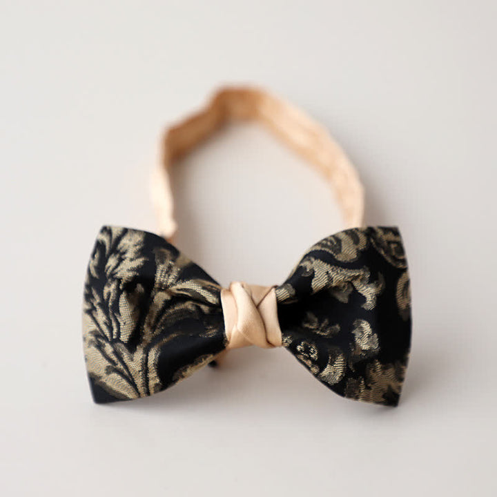 Vintage-Fliege für Männer in antikem Gold und schwarzem Blumenmuster