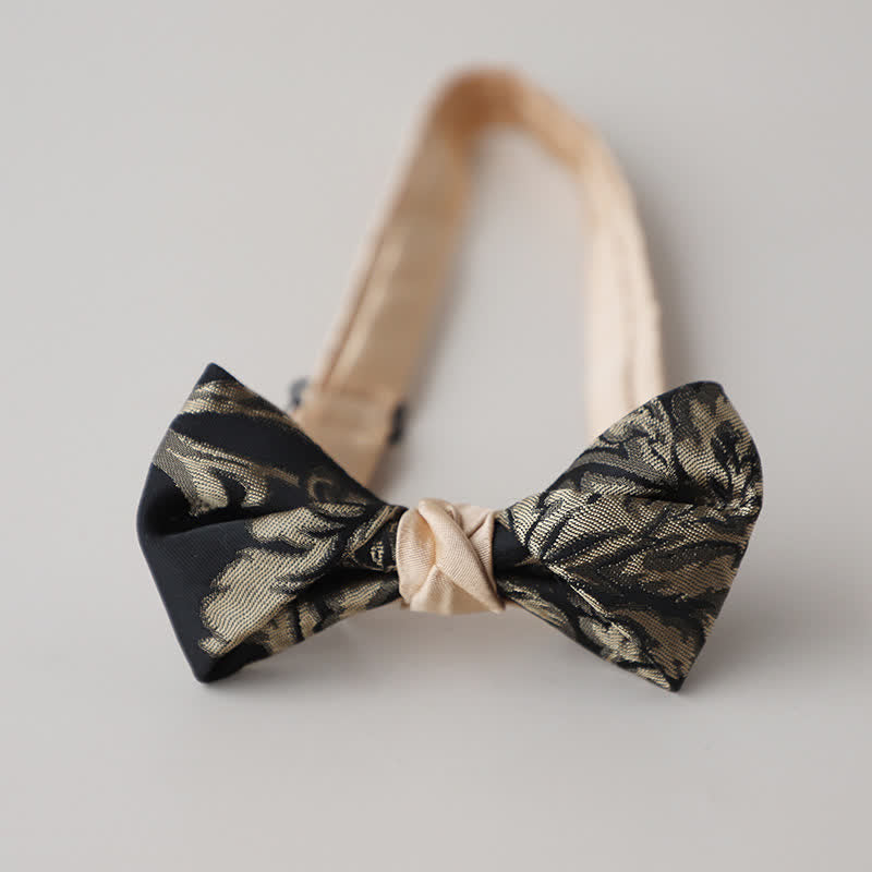 Vintage-Fliege für Männer in antikem Gold und schwarzem Blumenmuster