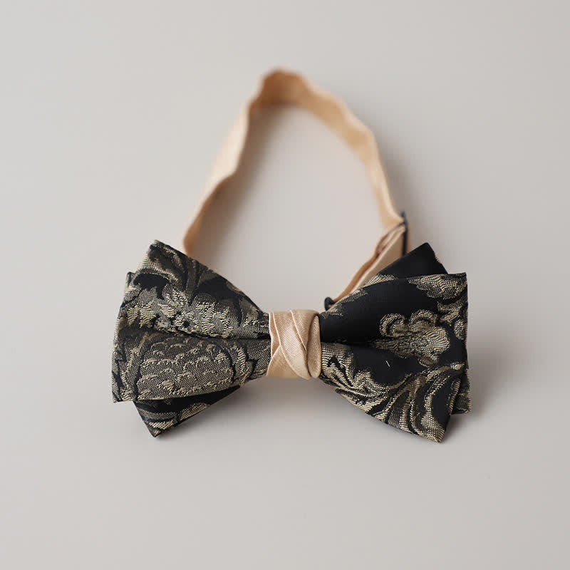 Vintage-Fliege für Männer in antikem Gold und schwarzem Blumenmuster