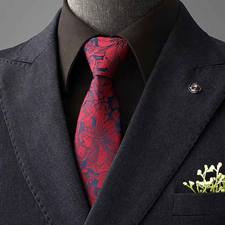 Krawatte mit Blumenmuster im Vintage-Stil für Herren - Rot - Selbstbinder - image 16
