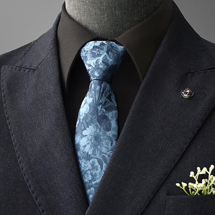 Krawatte mit Blumenmuster im Vintage-Stil für Herren - Blau - Selbstbinder - image 13