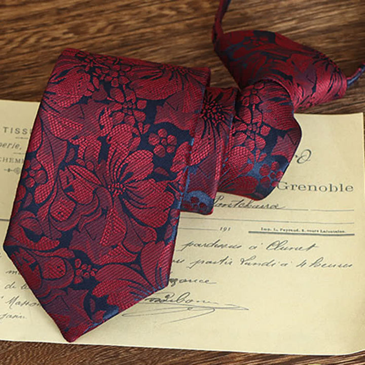 Krawatte mit Blumenmuster im Vintage-Stil für Herren - Rot - Reißverschluss - image 18