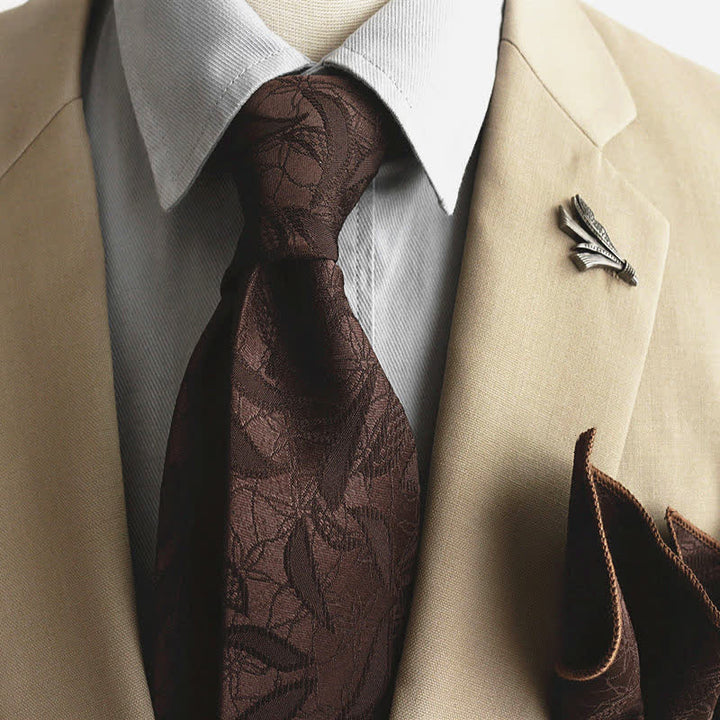 Herren-Freizeitkrawatte mit floralem Jacquard-Blättermuster - Kaffee - image 9