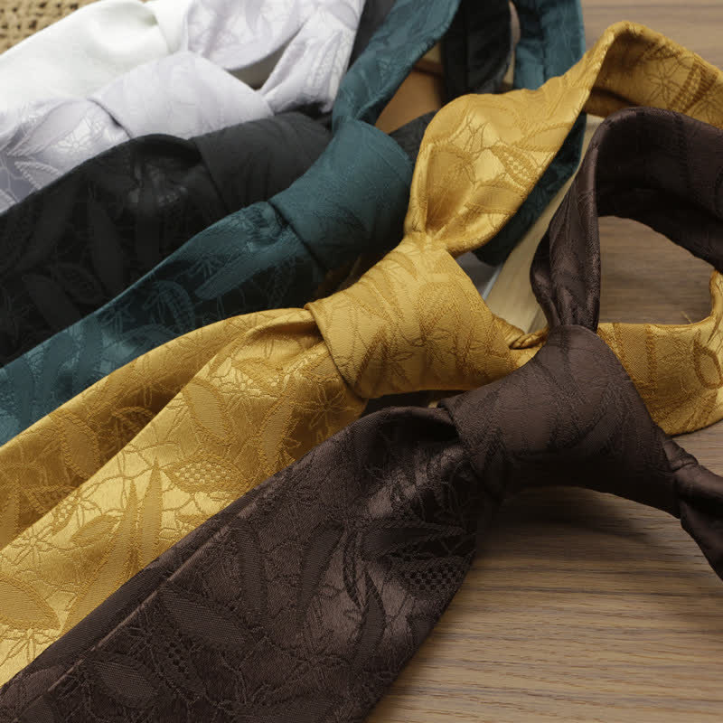 Herren-Freizeitkrawatte mit floralem Jacquard-Blättermuster - image 1