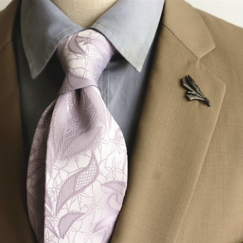 Freizeitkrawatte mit floralen Jacquard-Blättern für Herren - Violett - image 13