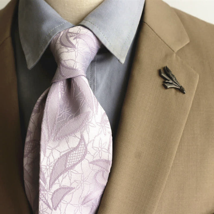 Freizeitkrawatte mit floralen Jacquard-Blättern für Herren - Violett - image 13