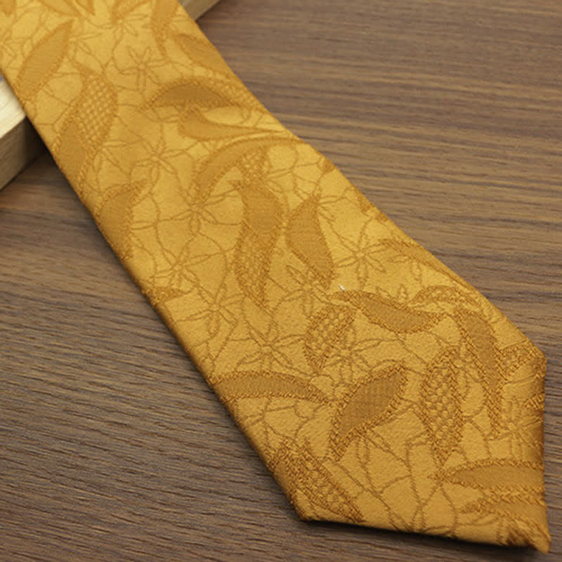 Herren-Freizeitkrawatte mit floralem Jacquard-Blättermuster - image 8