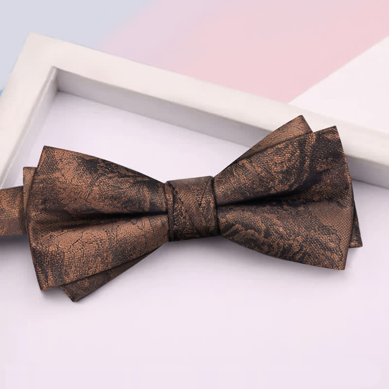 3Stk Vintage Bronze Blumen Fliegen- und Krawatten-Set für Herren