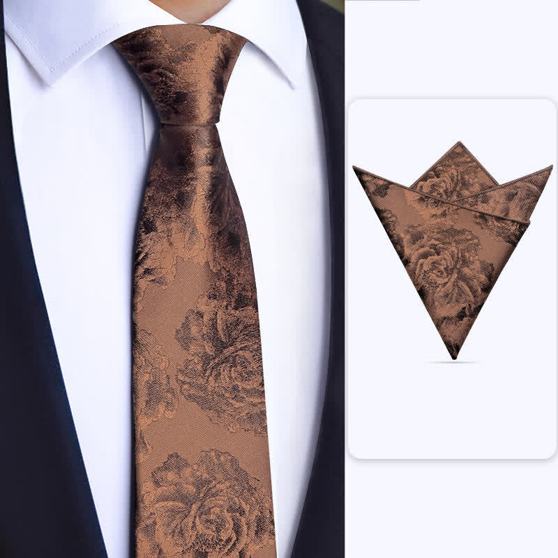 3Stk Vintage Bronze Blumen Fliegen- und Krawatten-Set für Herren