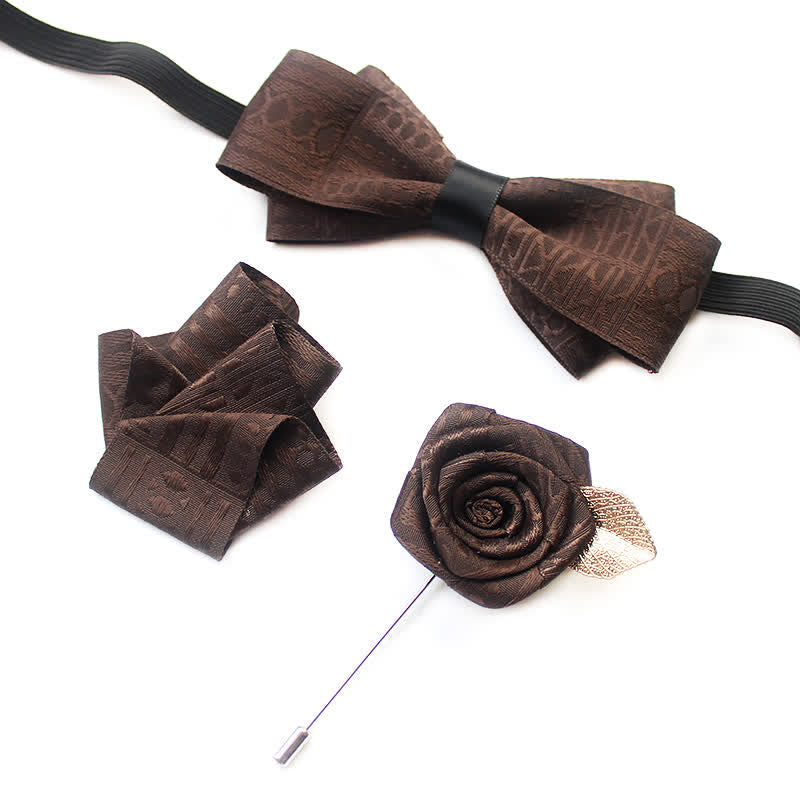 3 Stück Herren Elegantes Vintage Dunkle Linien Fliege Set