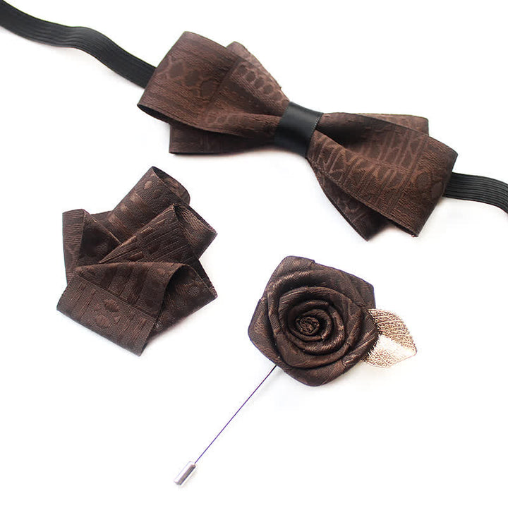 3 Stück Herren Elegantes Vintage Dunkle Linien Fliege Set