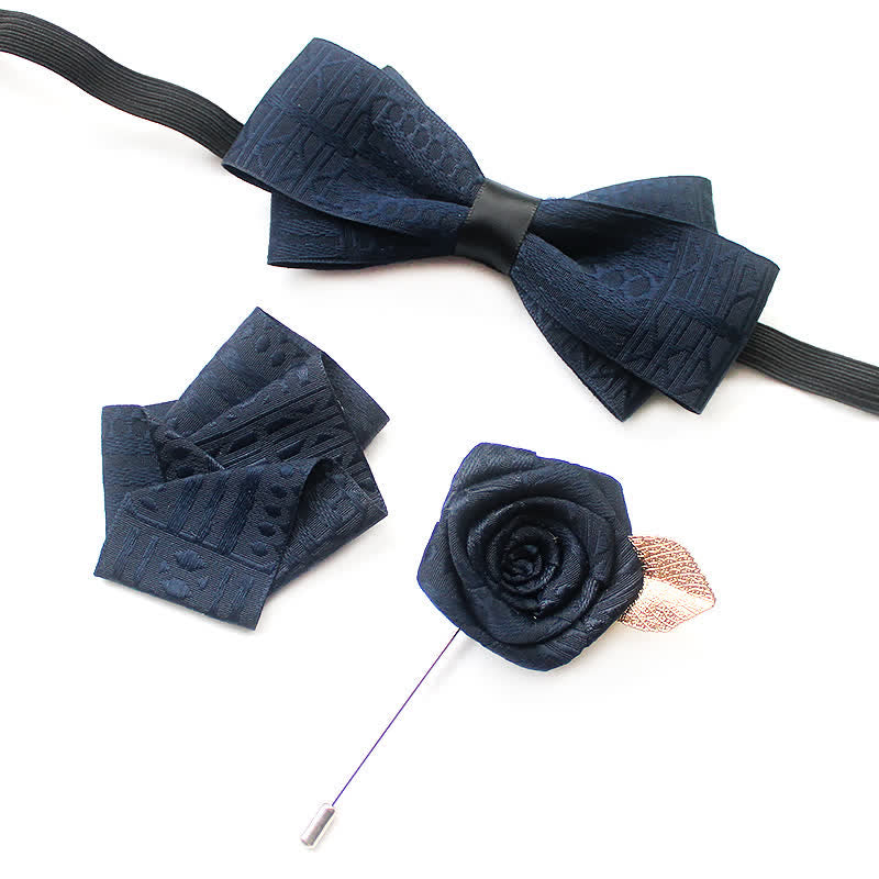 3 Stück Herren Elegantes Vintage Dunkle Linien Fliege Set