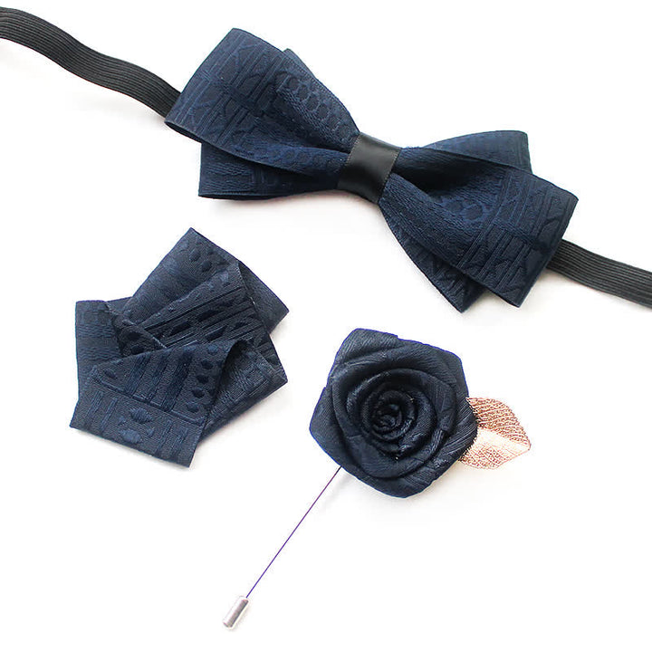 3 Stück Herren Elegantes Vintage Dunkle Linien Fliege Set