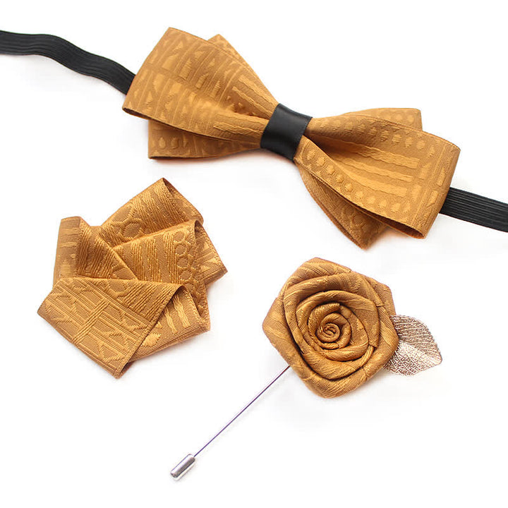 3 Stück Herren Elegantes Vintage Dunkle Linien Fliege Set