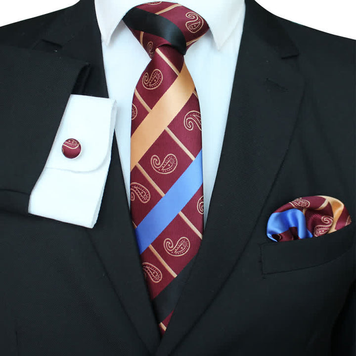 3er-Set Männer Krawatten mit gestreiftem Paisley-Muster