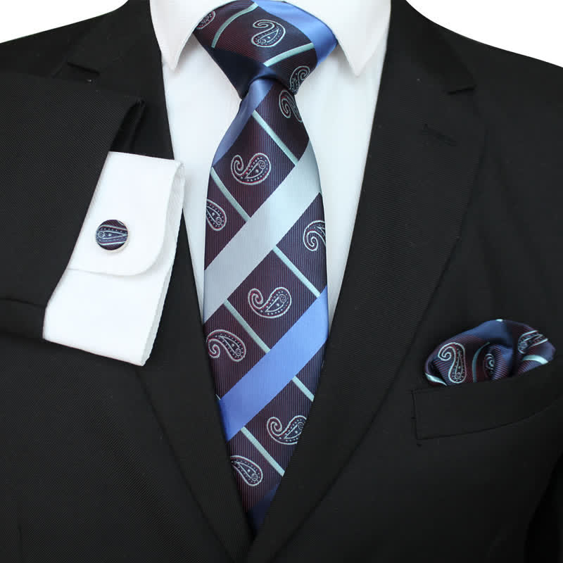 3er-Set Männer Krawatten mit gestreiftem Paisley-Muster