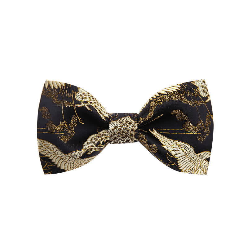 Luxus-Jacquard-Fliege mit goldenem Kranichmotiv für Herren