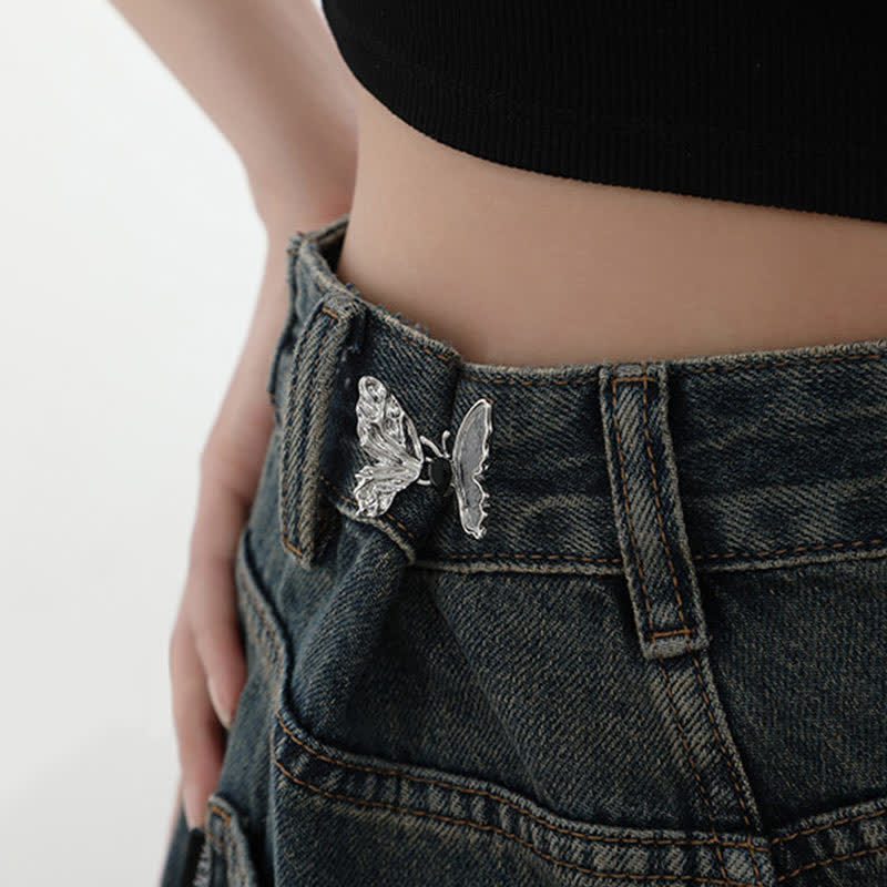 Frauen Schmetterling Abnehmbarer Knopf-Pins Jeans Gürtelclip - image 2