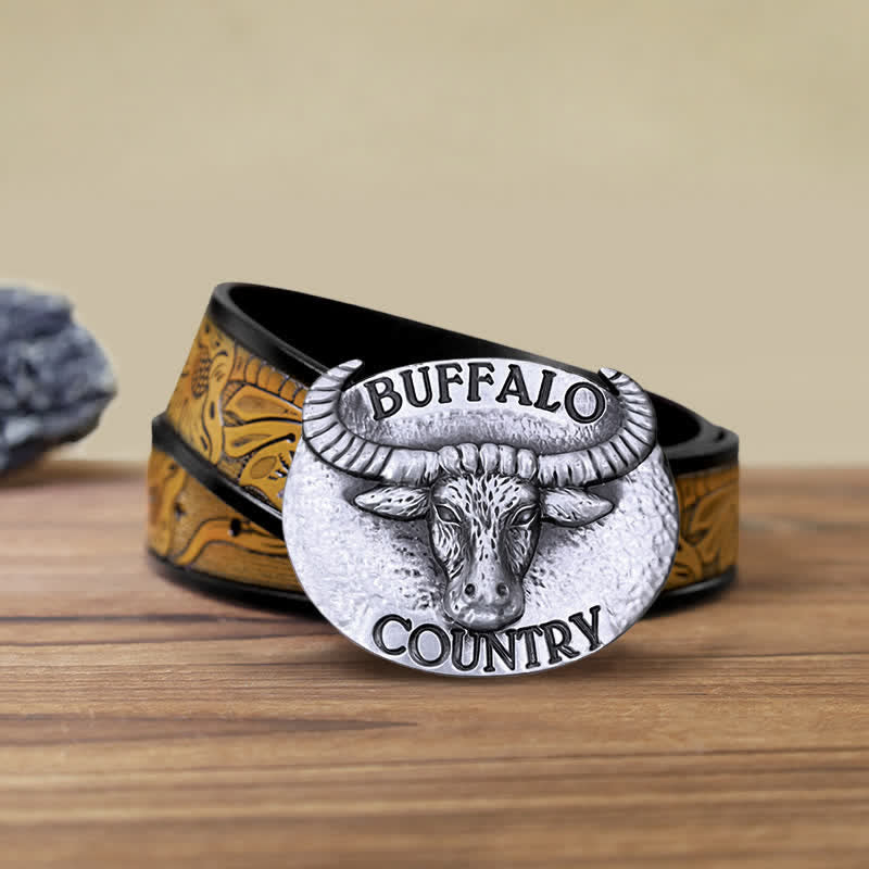 Herren DIY Buffalo Country Schnallenledergürtel