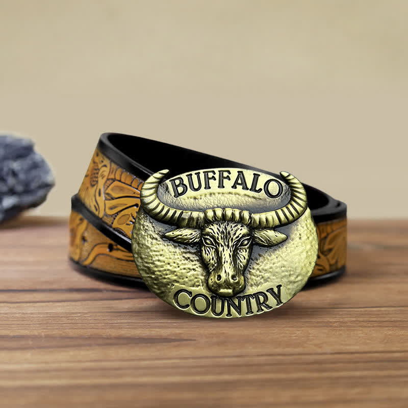 Herren DIY Buffalo Country Schnallenledergürtel