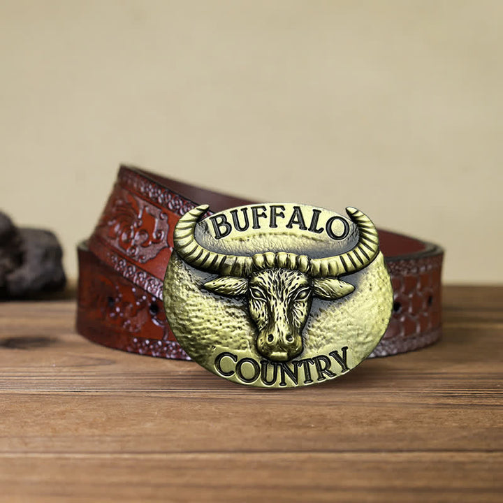 Herren DIY Buffalo Country Schnallenledergürtel