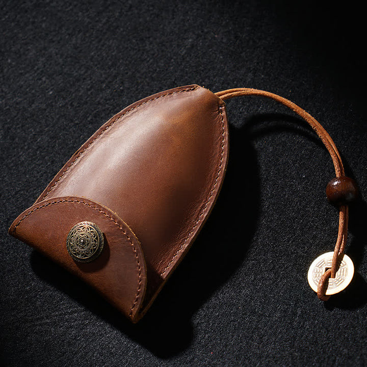 Vintage Coin Pull-out Smart Key Leder Schlüsseltasche mit Münzfach