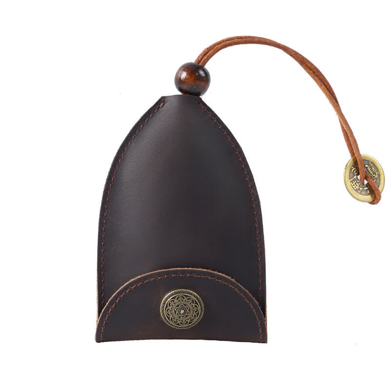 Vintage Coin Pull-out Smart Key Leder Schlüsseltasche mit Münzfach