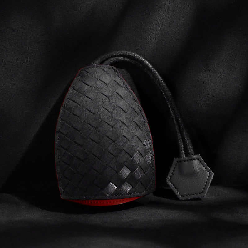 Moderne geflochtene herausziehbare Leder-Autoschlüsseltasche - Schwarz #1 - image 5