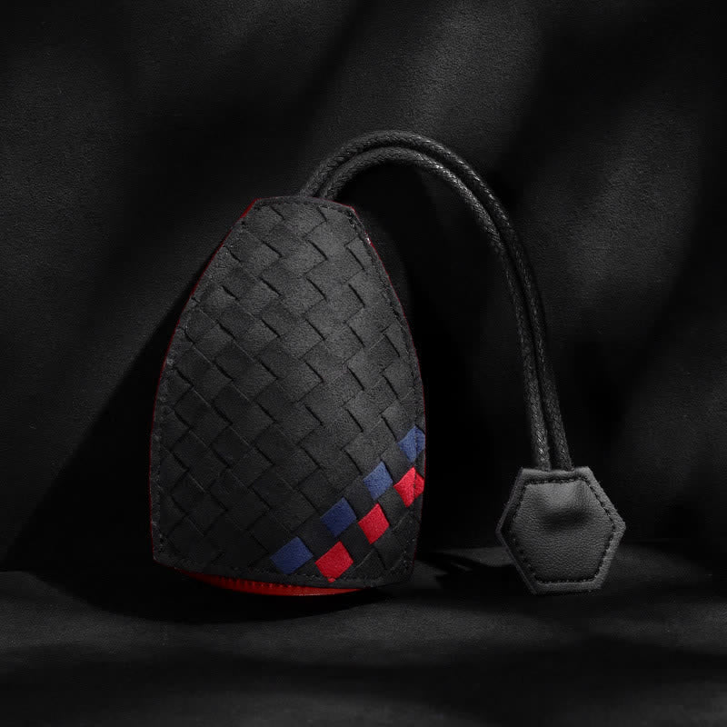 Moderne geflochtene herausziehbare Leder-Autoschlüsseltasche - Schwarz #2 - image 6