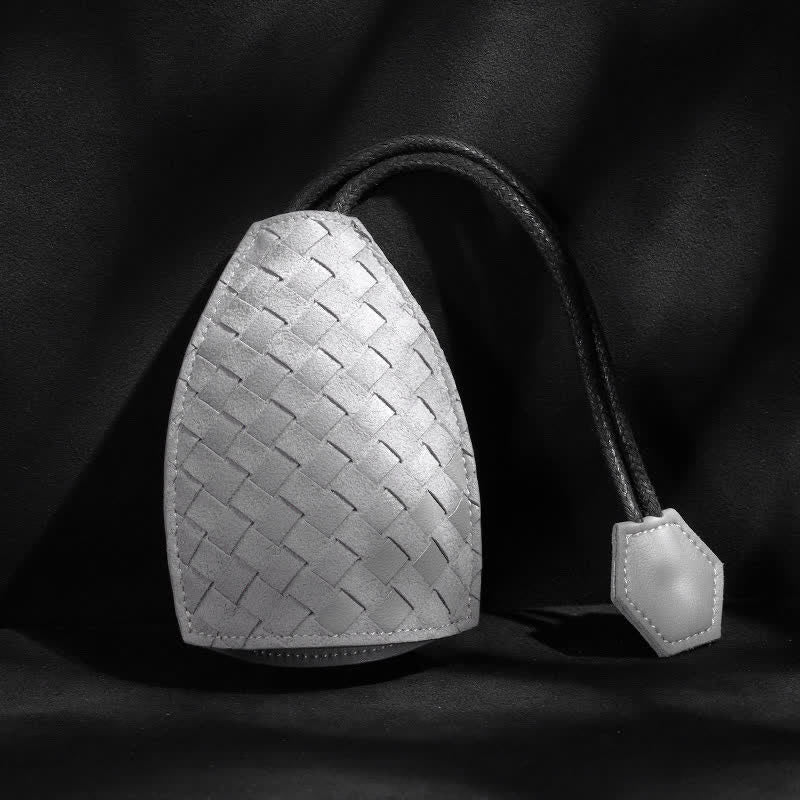 Moderne geflochtene herausziehbare Leder-Autoschlüsseltasche - Grau #1 - image 0