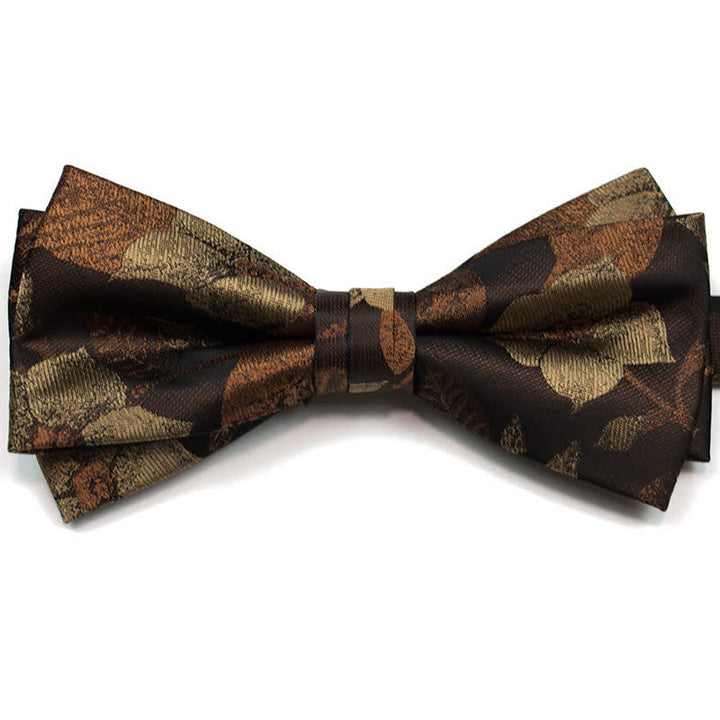 Herren Fliege mit herbstlichem braunen Blätter- und Blumenmuster